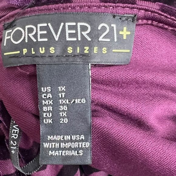 Forever 21+ 1X Womens Burgundy Chevron Print Dress With 3/4 Sleeves Casual - Picture 4 of 7